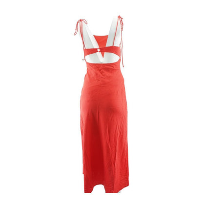 Red Solid Maxi Dress
