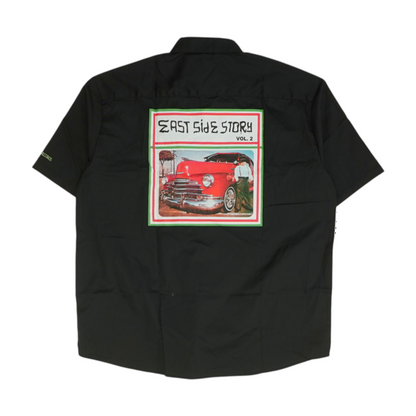 Black Solid Short Sleeve Button Down