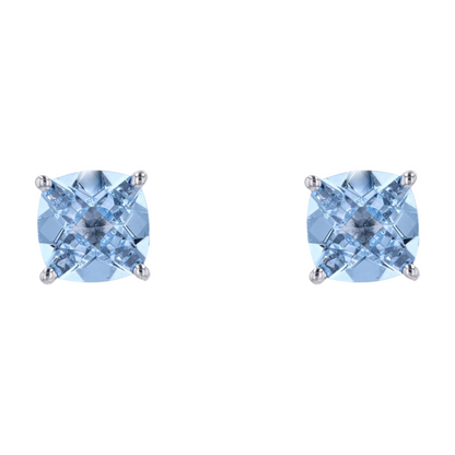 10K White Gold Blue Stone Stud Earrings