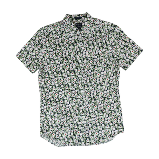 Blue Floral Short Sleeve Button Down