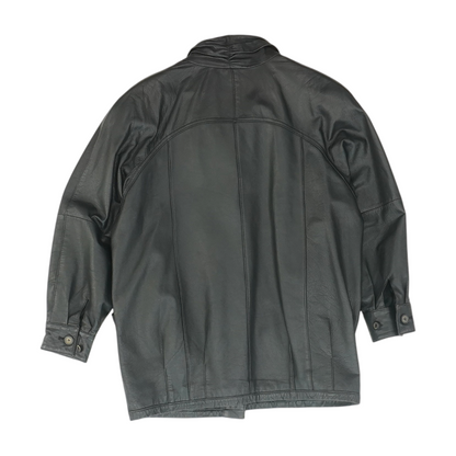 Black Solid Leather Jacket