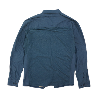 Blue Solid Outdoor Button Down