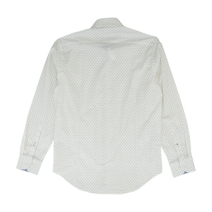White Polka Dot Long Sleeve Button Down
