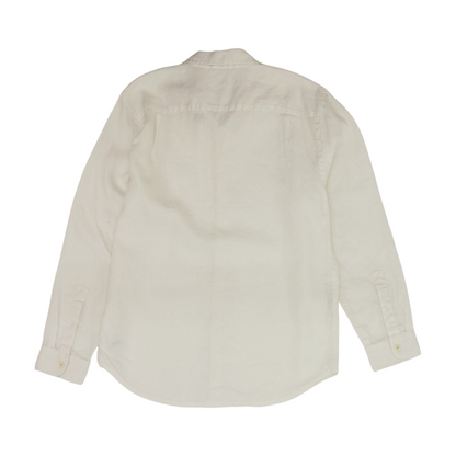 White Solid Long Sleeve Button Down