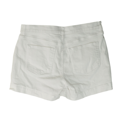 White Solid Denim Shorts