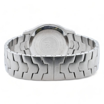 Men's Silver Tone With Blue Dial Rotating Bezel Stainless Steel Watch