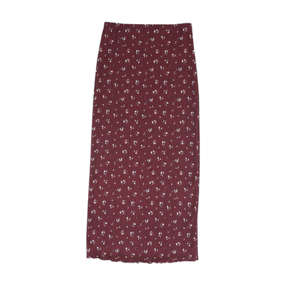 Maroon Floral Midi Skirt
