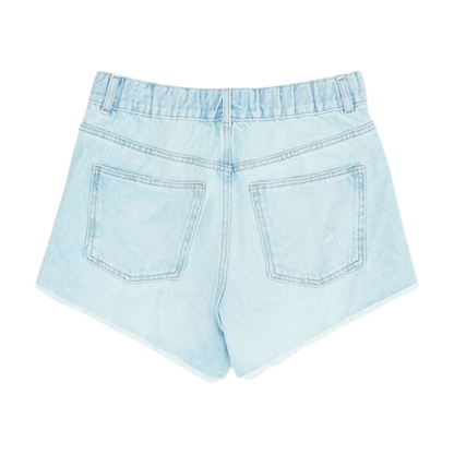 Blue Solid Denim Shorts