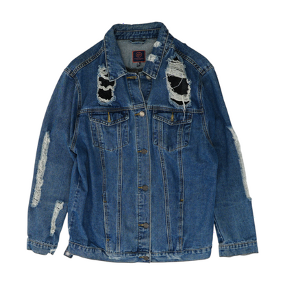Blue Solid Denim Jacket