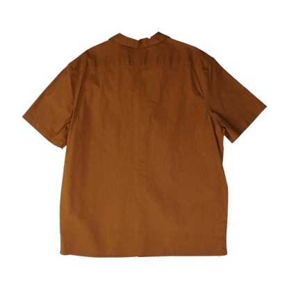 Brown Tall Solid Short Sleeve Button Down
