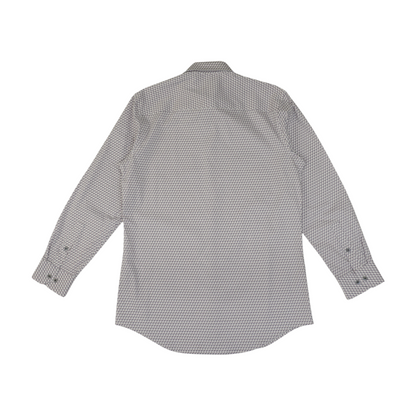 White Geometric Long Sleeve Button Down