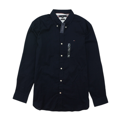 Navy Solid Long Sleeve Button Down