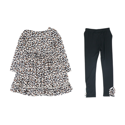 Beige Animal Print Long Sleeve Set