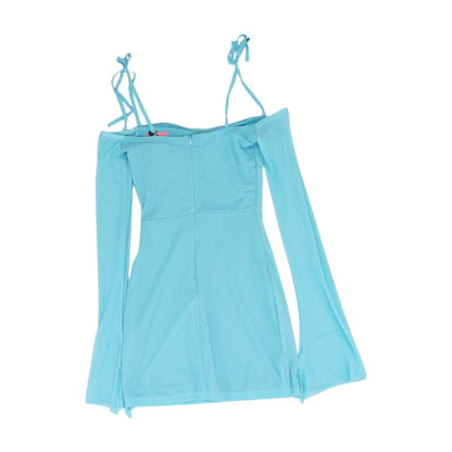 Blue Solid Midi Dress