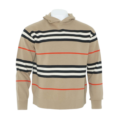 Tan Sandby Icon Stripe Knit Hoodie