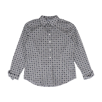 White Geometric Button Down