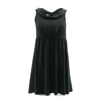 Black Solid Midi Dress