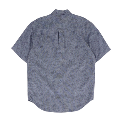 Indigo Floral Short Sleeve Button Down