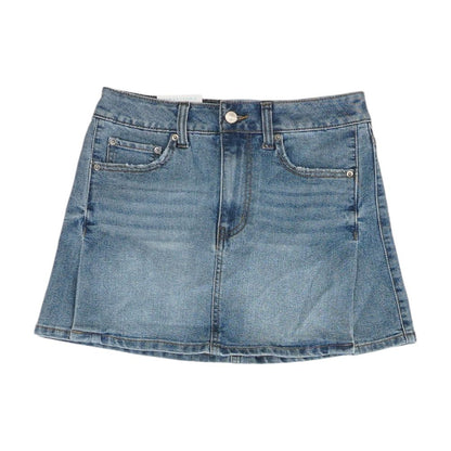 Blue Solid Mini Skirt