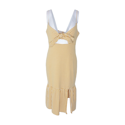 Yellow Striped Midi Dress
