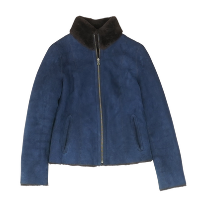 Navy Solid Leather Jacket