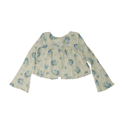 White Floral Cropped Blouse