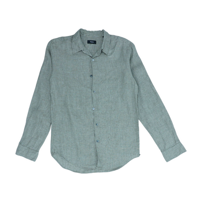 Gray Solid Long Sleeve Button Down