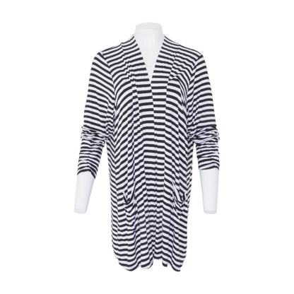Black Plus Striped Cardigan