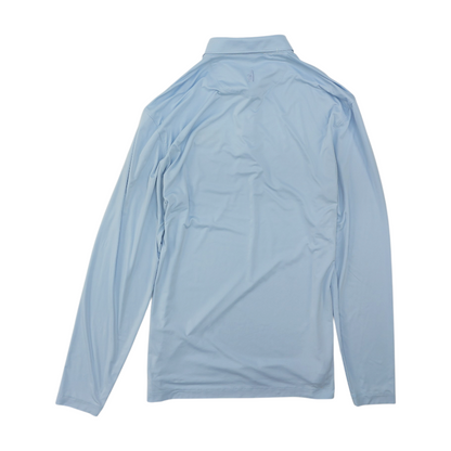 Blue Solid Long Sleeve Polo