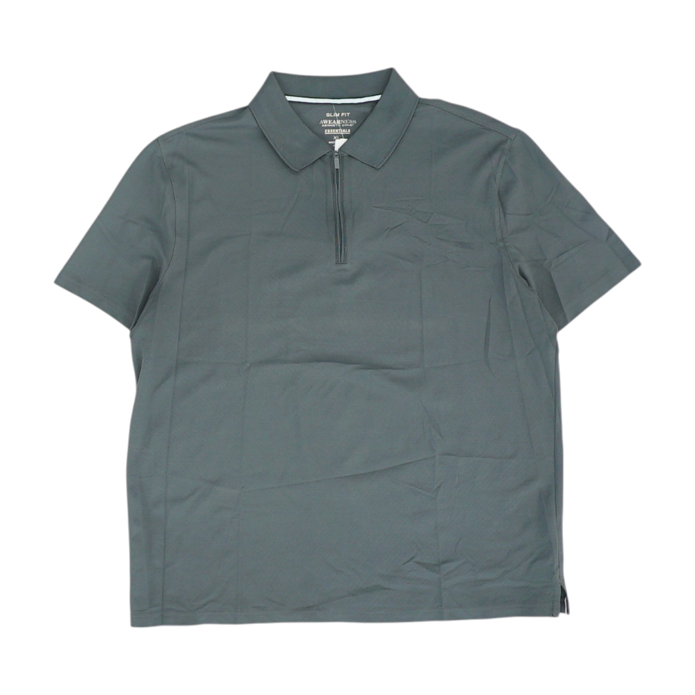 Gray Solid Short Sleeve Polo