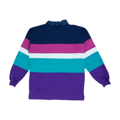Vintage Multi Color Block Long Sleeve Polo