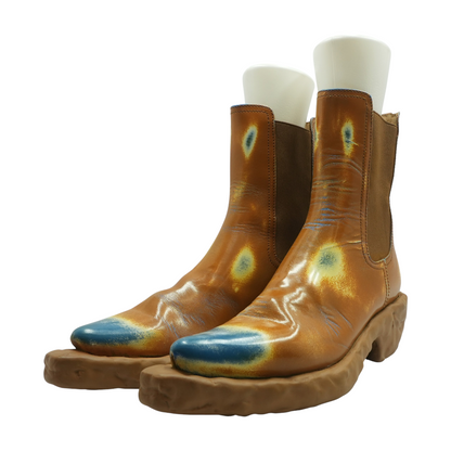 Brown Venga Three-Toned Brushed Leather Boots