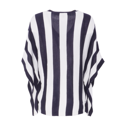 Navy Petite Striped Pullover Sweater