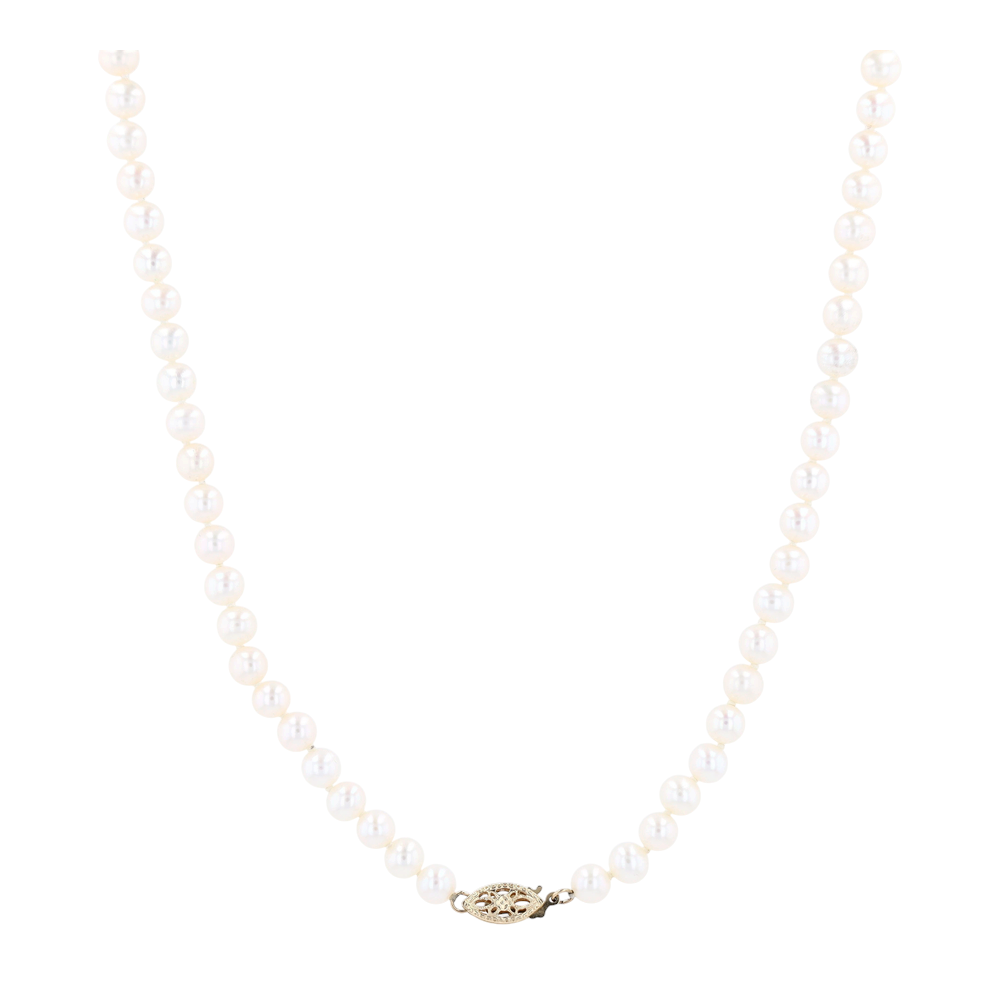 14K Yellow Gold Cultured Pearl Beaded Necklace