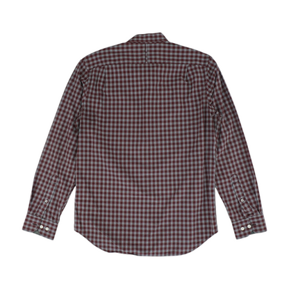 Maroon Check Long Sleeve Button Down