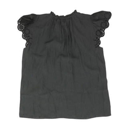 Black Solid Short Sleeve Blouse