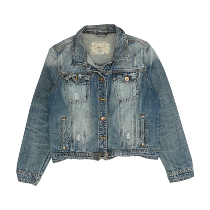 Blue Solid Denim Jacket