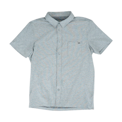 Gray Solid Short Sleeve Button Down