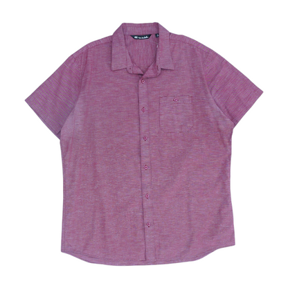 Red Solid Short Sleeve Button Down