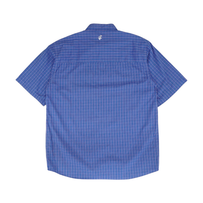 Blue Plaid Short Sleeve Button Down