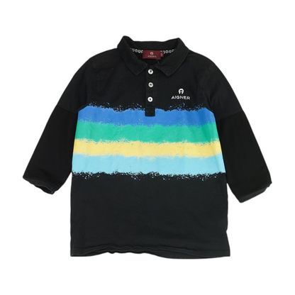 Black Color Block Long Sleeve Polo