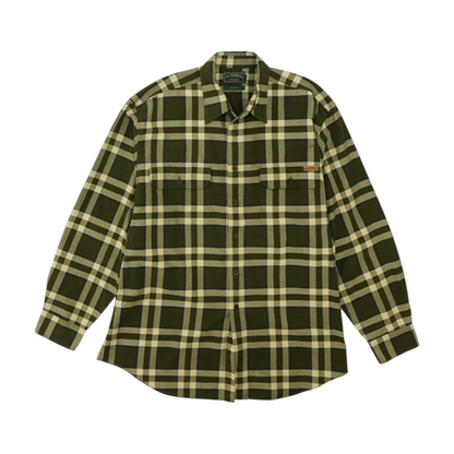 Olive Plaid Long Sleeve Button Down
