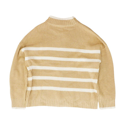 Tan Striped 1/4 Zip Sweater
