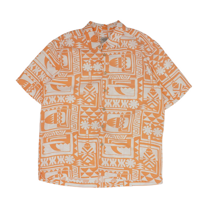 Orange Print Short Sleeve Button Down