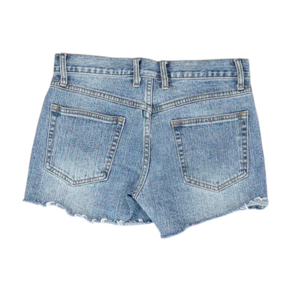 Blue Solid Denim Shorts