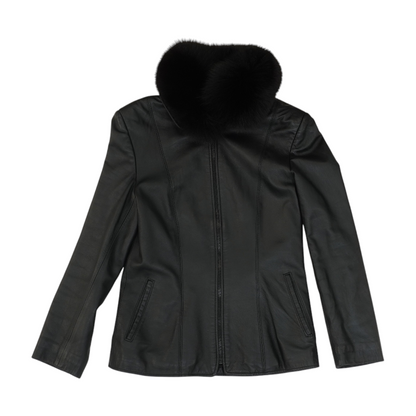 Black Solid Leather Jacket