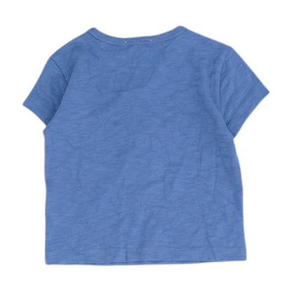 Blue Solid Crewneck T Shirt