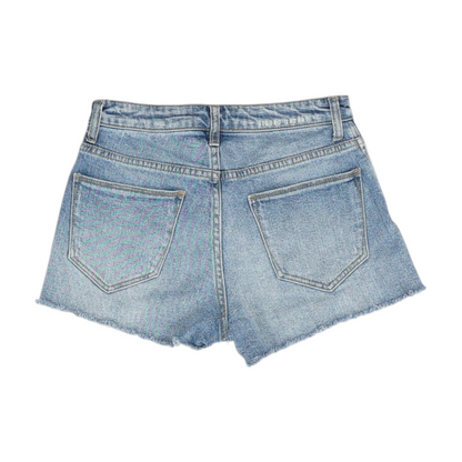 Blue Solid Denim Shorts