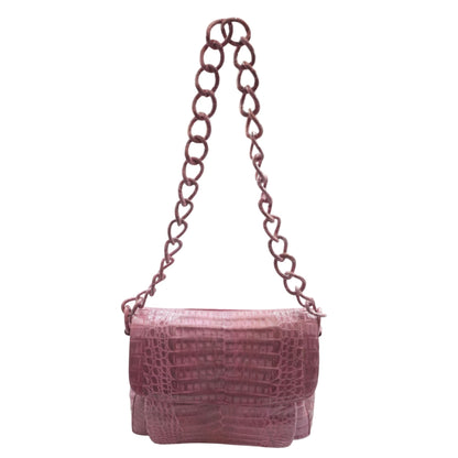 Pink Madison Crocodile Chain Shoulder Bag
