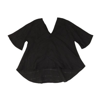 Black Solid Short Sleeve Blouse